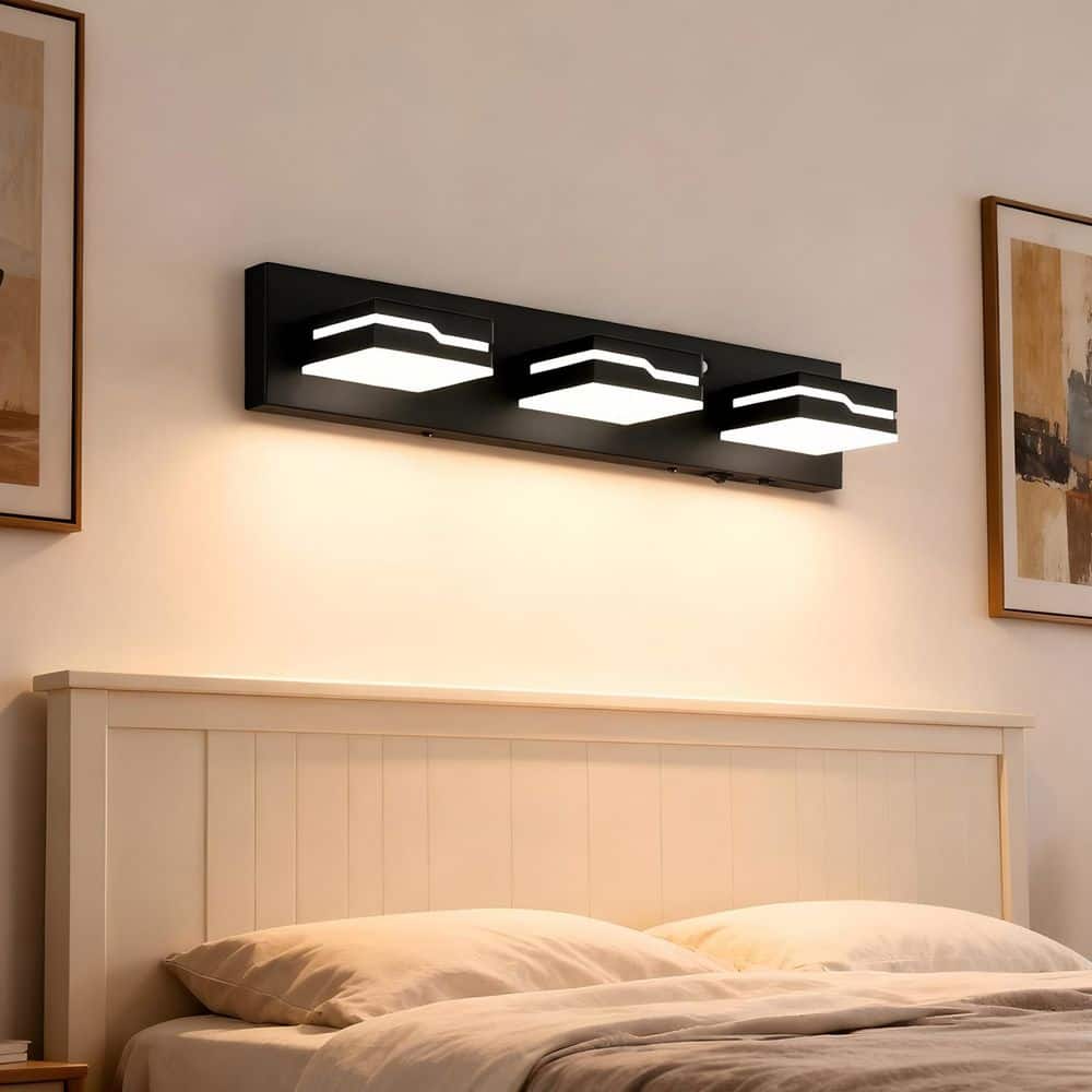 19 in. 3-Light Matte Black Modern Bathroom Vanity Light with LED 3CCT Adjustable Motion Sensor and Rotatable price history on PriceWatchPro