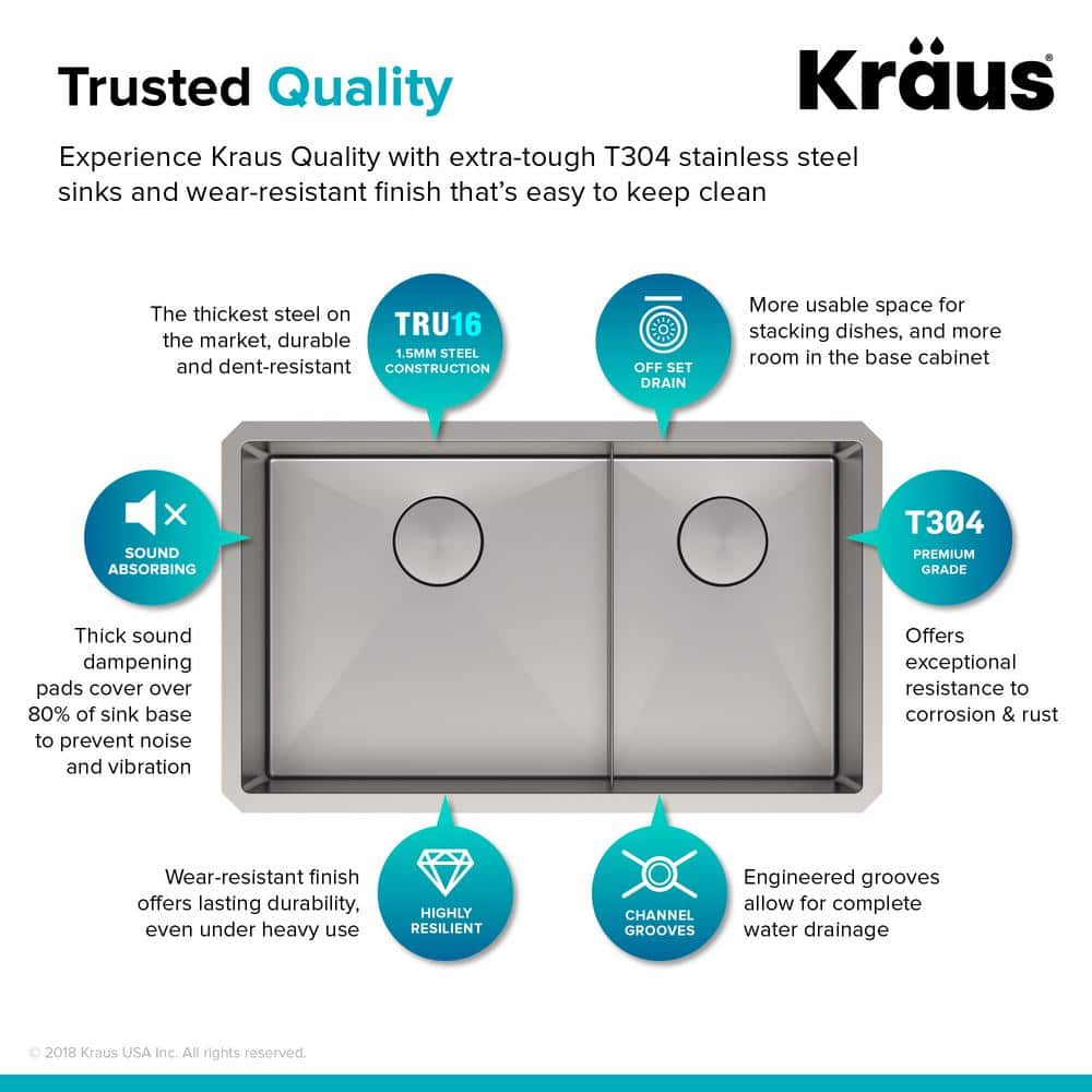 32-inch Satin Stainless Steel Double Bowl Farmhouse Sink with Garbage Disposal