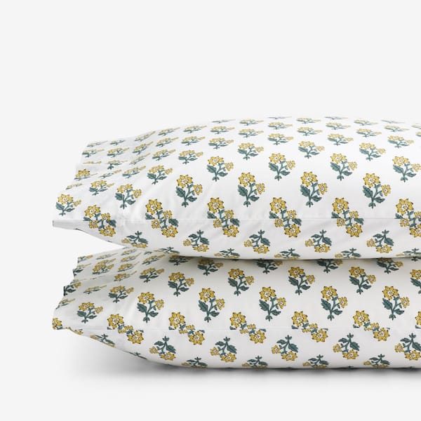 Company Cotton Suhana Garment Wash Yellow Cotton Percale Standard Pillowcase (Set of 2)