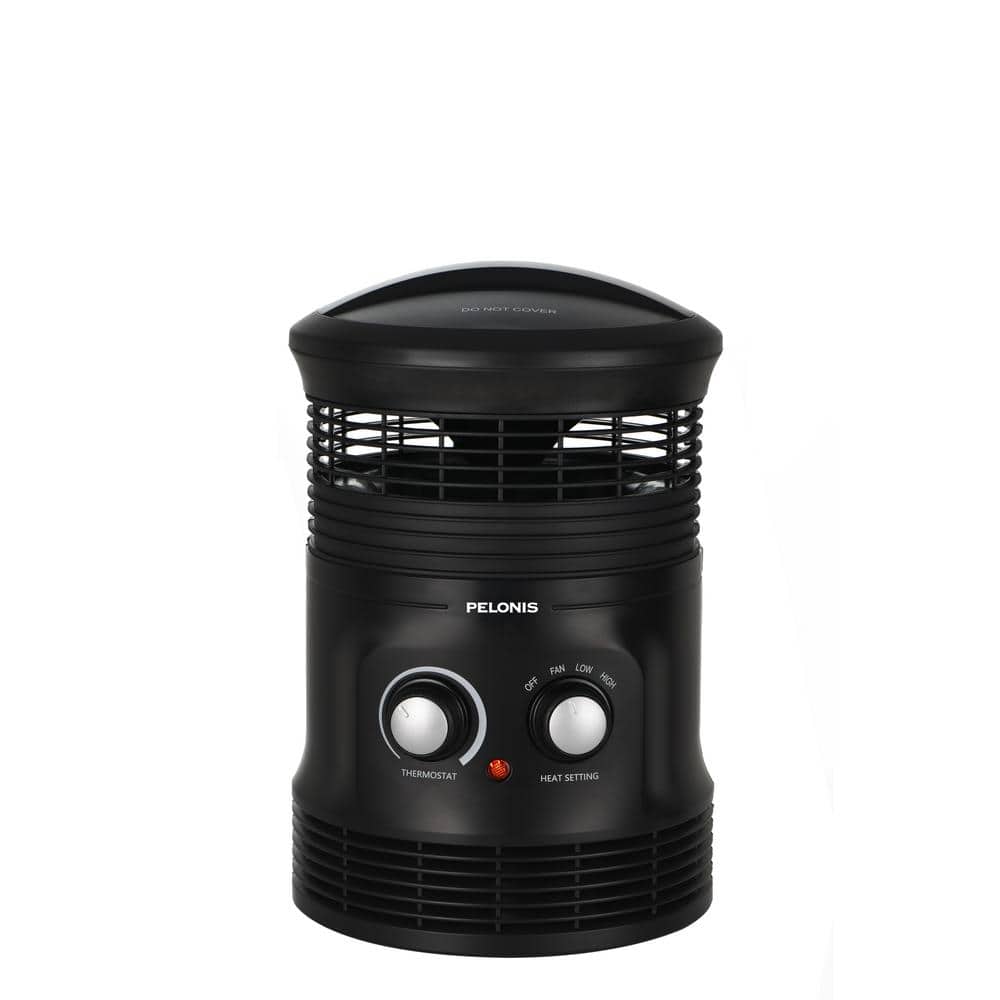 Black 1500W Electric Forced Air Heater with Thermostat