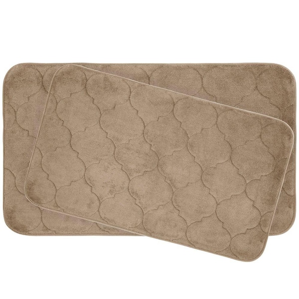BounceComfort Faymore 17 in. x 24 in./ 20 in. x 34 in. 2-Piece Memory Foam Bath Mat Set in Linen