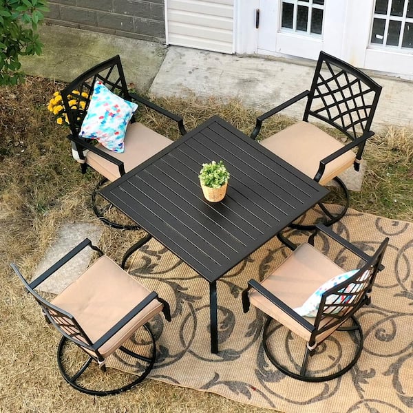 Metal slat deals patio table