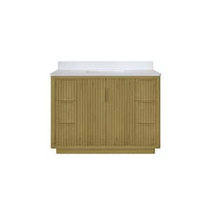 HAVEN 48 in. W x 22 in. D x 35 in. H Freestanding Solid Wood Bath Vanity in OAK with Quartz Top