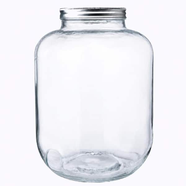 1 Gallon Clear Glass Kitchen Storage Jar with Stainless Steel Screw Lid Wide Mouth Decorative Canister