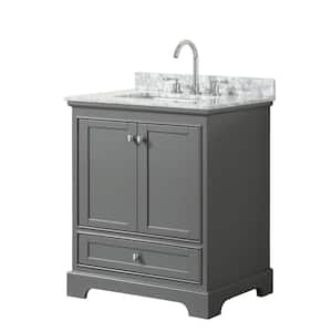 Deborah 30 in. Single Bathroom Vanity in Dark Gray with Marble Vanity Top in White Carrara with White Basin