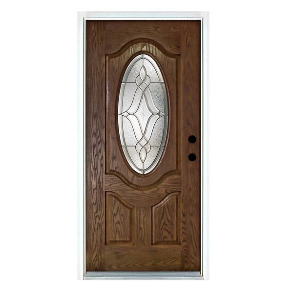 Mp Doors 36 In X 80 Distinction Medium Oak Left Hand Inswing 3 4 Oval Lite Decorative Fiberglass Prehung Front Door N3068l3hdtk24 - Home Depot Decorative Doors