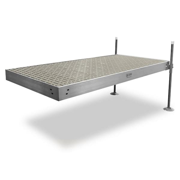 Tommy Docks 8 ft. Straight Aluminum Frame with Gray Titan Platinum Series Dock Extender Package for DIY Docks and Boat Dock Systems