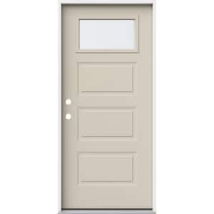 36 in. x 80 in. 3 Panel Right-Hand/Inswing 1/4 Lite Clear Glass Primed Steel Prehung Front Door