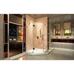 Prism Lux 36 in. x 36 in. x 74.75 in. Frameless Hinged Shower Enclosure in Matte Black with Shower Base