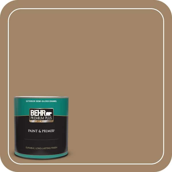 BEHR PREMIUM PLUS 1 qt. Home Decorators Collection #HDC-NT-28 Soft Bronze Semi-Gloss Enamel Exterior Paint & Primer