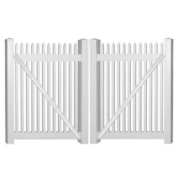 Weatherables Hartford 8 ft. W x 3 ft. H White Vinyl Picket Fence Double Gate