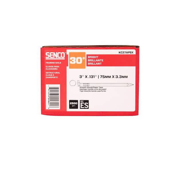 Senco . 131 in. x 3 in. 34° Brite Steel Flat-Head Smooth-Shank