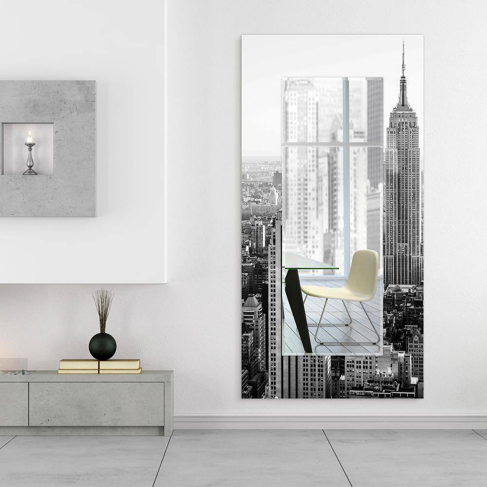 Elegant Full-Length NYC Skyline Frameless Glass Mirror 72" x 36"