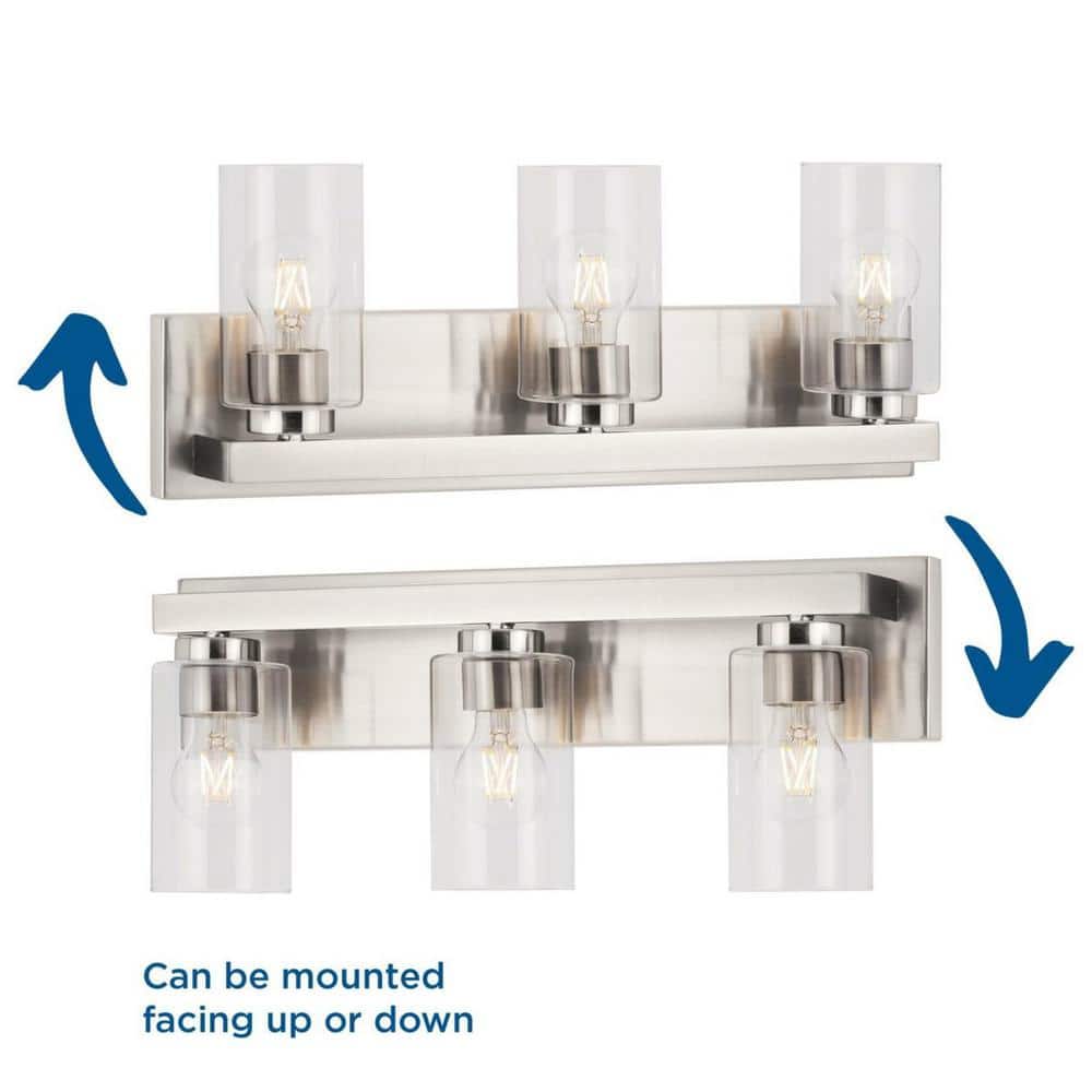 Goodwin 21'' Brushed Nickel 3-Light Vanity Fixture with Clear Glass Shades