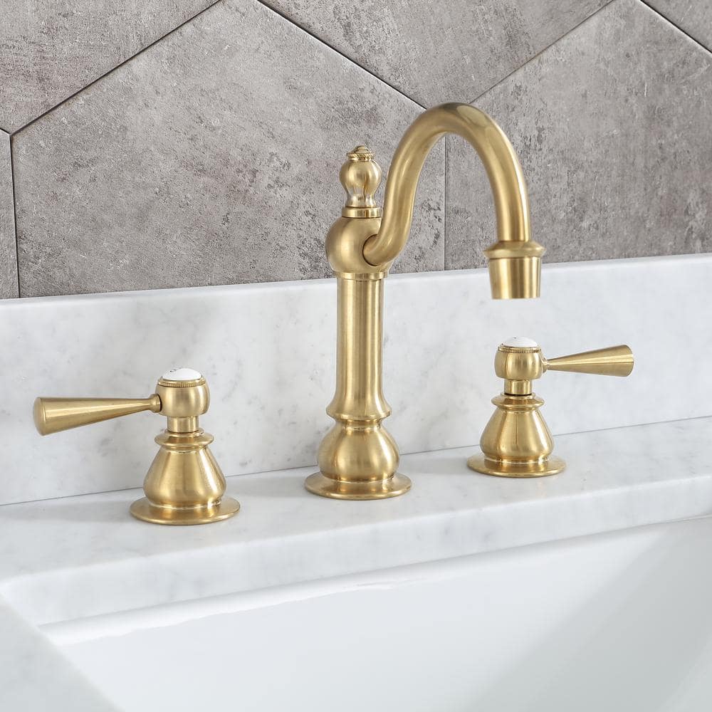Satin Brass High Arc Torch Lever Handle Lavatory Faucet
