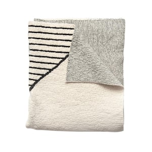 Black And Cream Soft Cotton Knit Throw Blanket with Pattern