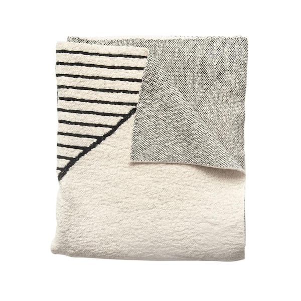 Black And Cream Soft Cotton Knit Throw Blanket with Pattern