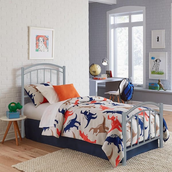 Fashion Bed Group Rylan Shadow Grey Twin Kids Bed with Metal Duo Panels