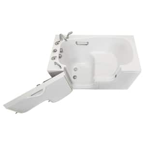 Wheelchair Transfer 60 in. Acrylic Walk in Soaking Tub in White with Fast Fill Faucet Set and Left 2 in. Dual Drain