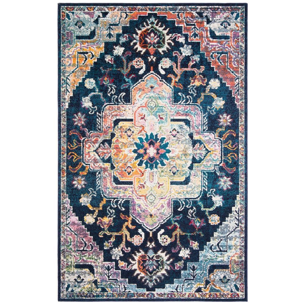 Crystal Navy/Fuchsia 5 ft. x 8 ft. Border Area Rug price history on PriceWatchPro