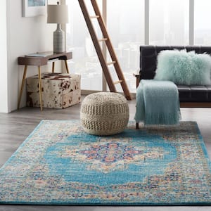 Passion Light Blue 4 ft. x 6 ft. Persian Modern Transitional Area Rug