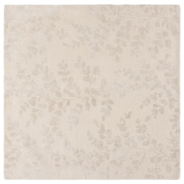 SAFAVIEH Glamour 6 ft. x 6 ft. Ivory/Beige Oversized Botanical square Area Rug