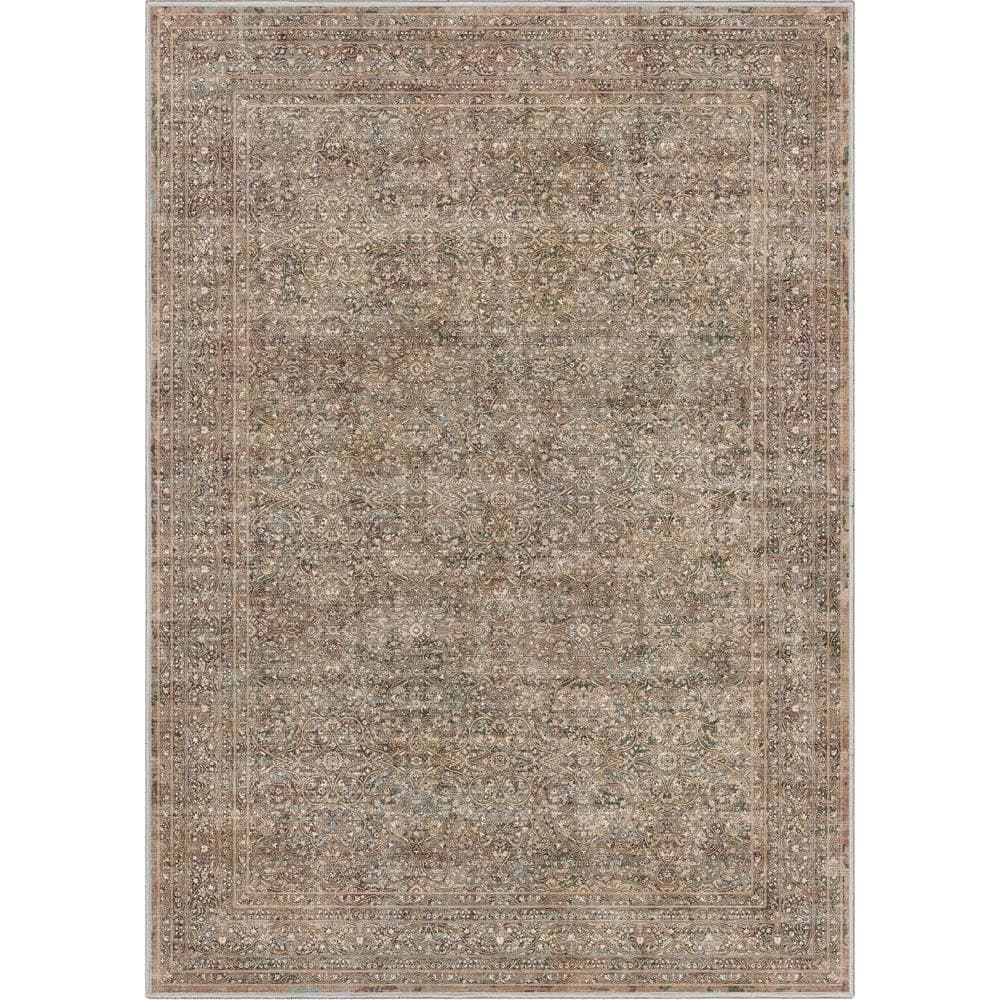 Asha Juliette Beige and Red Chenille Runner Rug
