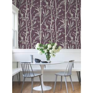 Bambou Toile Burgundy Wallpaper Roll