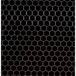Black Hexagon 12 in. x 13 in. x 6mm Matte Porcelain Mosaic Tile (0.96 sq. ft./Each)