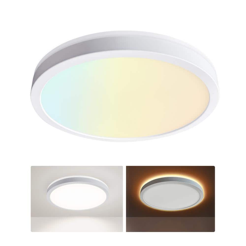 12 in. White Round 5 CCT Selectable Integrated LED Flush Mount Light with Night Light Feature Ceiling Light price history on PriceWatchPro