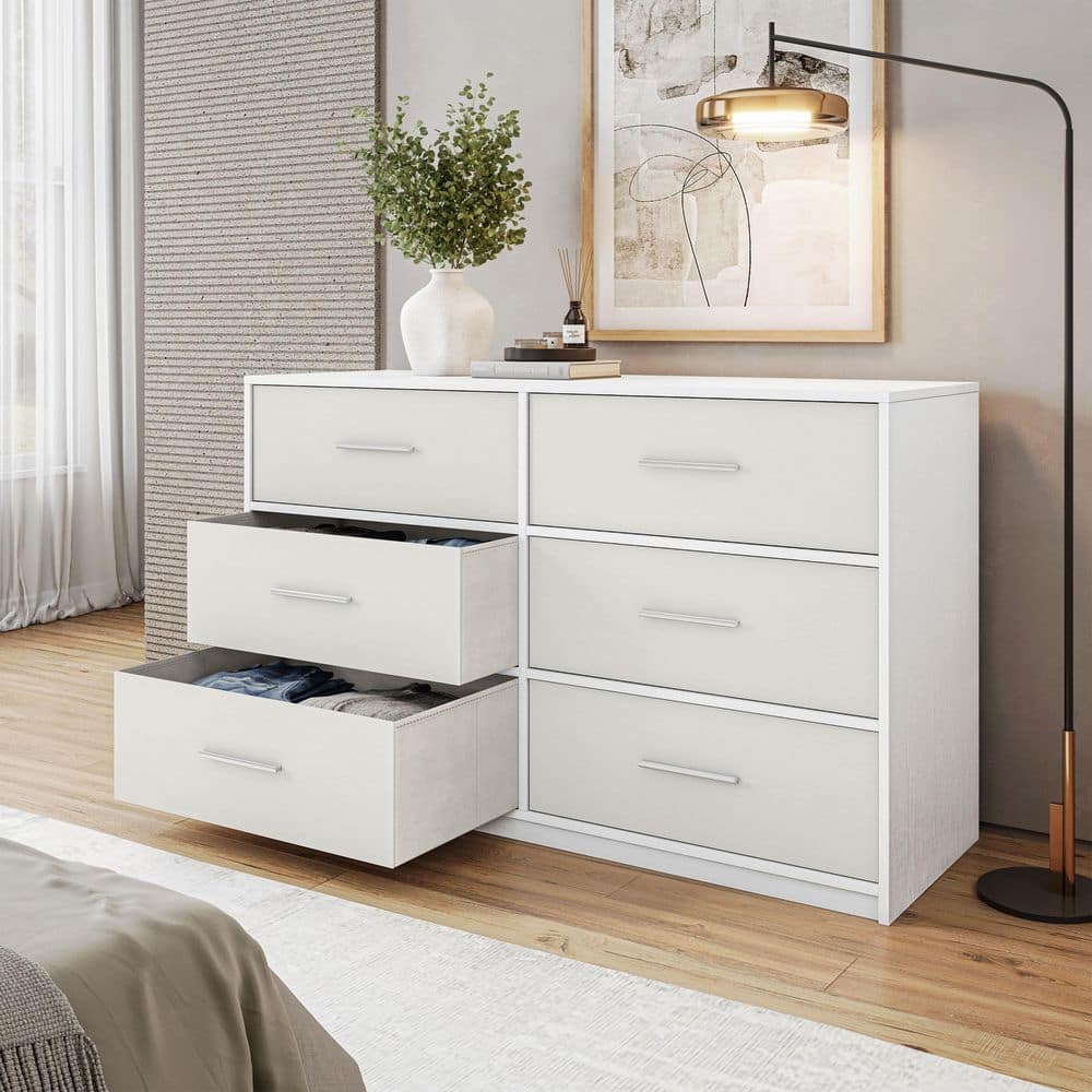 Techni Home White 6-Drawer 44.5 in. Wide Dresser RTA-DSR06-WHT