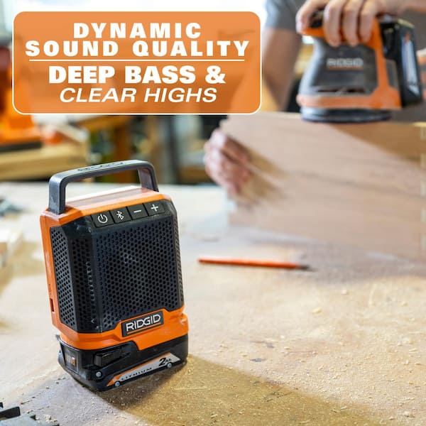 RIDGID 18V Cordless Speaker with Bluetooth Technology, 2.0 Ah
