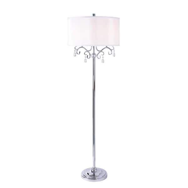 KENROY HOME Lucille 59 in. Chrome Floor Lamp with Crystal Accents