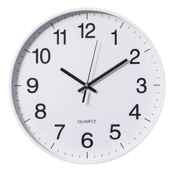 CLOCKWISE White 12-In Analog Clock-Silent, Non-Ticking for Wall Battery-Operated Perfect for Home Office, Farmhouse Kitchen