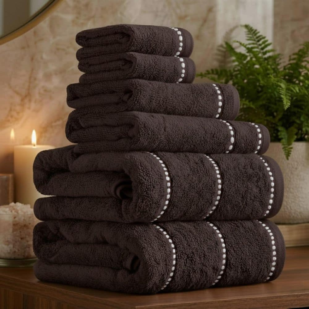 Lavish Home 6-Piece Charcoal Gray Luxury Quick Dry Cotton Towel