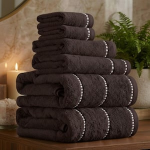 Lavish Home 6-Piece Chocolate Luxury Quick Dry 100% Cotton Bath