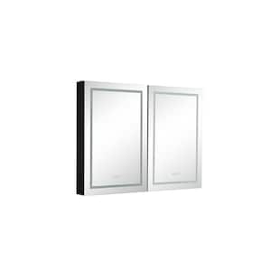 48 in. W x 30 in. H LED Rectangular Aluminum Framed Surface Mount Medicine Cabinet with Mirror Gold