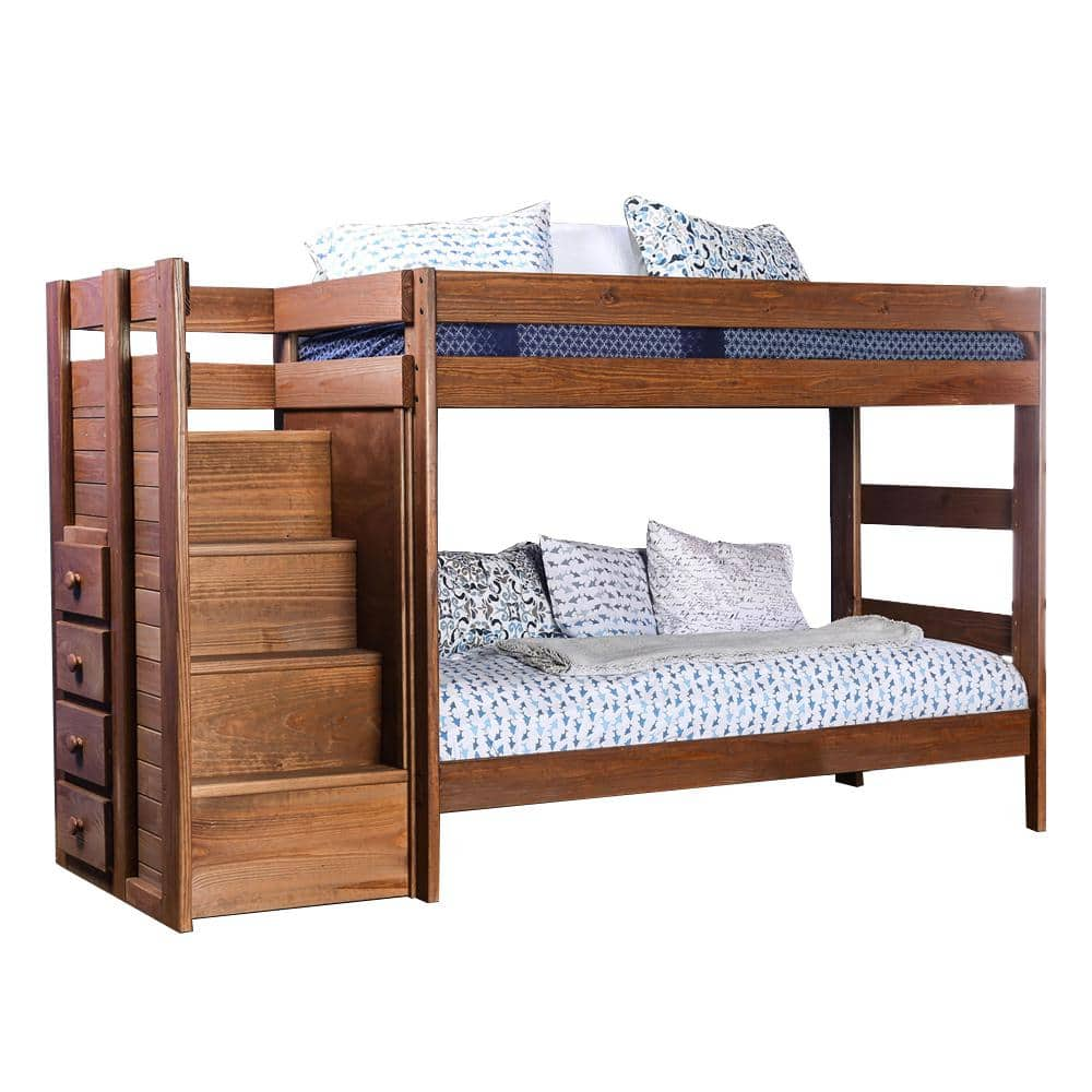 Ampelios Twin/Twin Bunk Bed in Mahogany Finish -  William's Home Furnishing, AM-BK102-BED