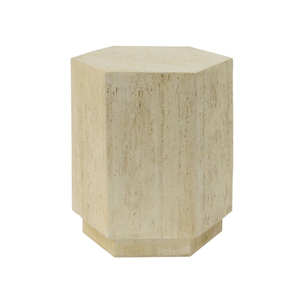 Zeus & Ruta 18.5 in. H Brown Hexagonal Archaistic Outdoor Side Table for Outdoors, Patio, Pool and Porch