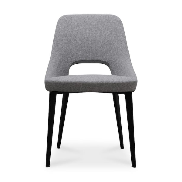 NADAAL STUDIOS Zephyr Light Grey Dining Chair, Molded Foam Seat with Steel Legs