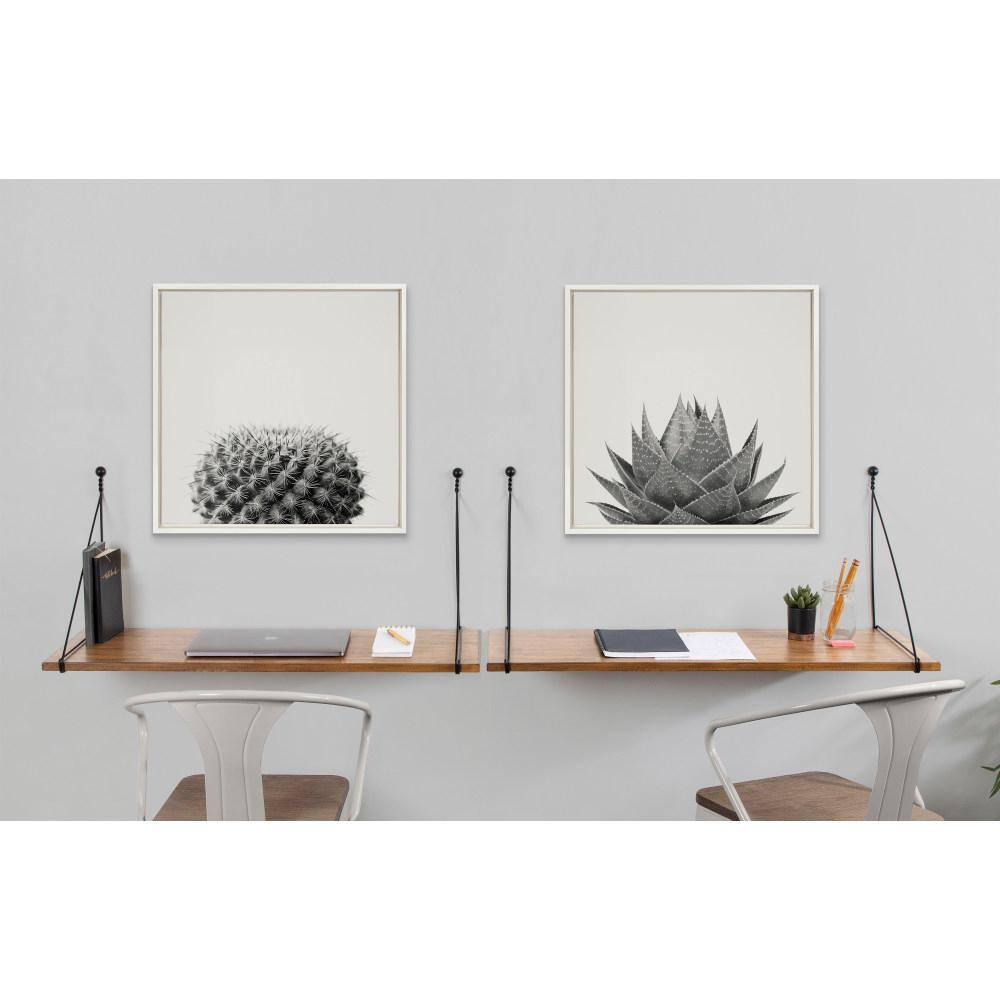22" x 22" White Framed Cactus Canvas Wall Art