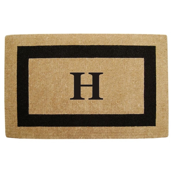 Nedia Home Single Picture Frame Black 30 in. x 48 in. HeavyDuty Coir Monogrammed H Door Mat