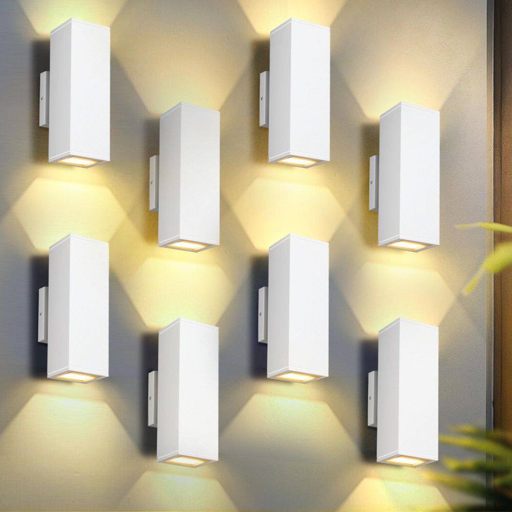 White Rectangle 12W Dimmable Integrated LED Hardwired Outdoor/Indoor Wall Lights Porch Lantern Sconce 2700K (8-Pack) price history on PriceWatchPro