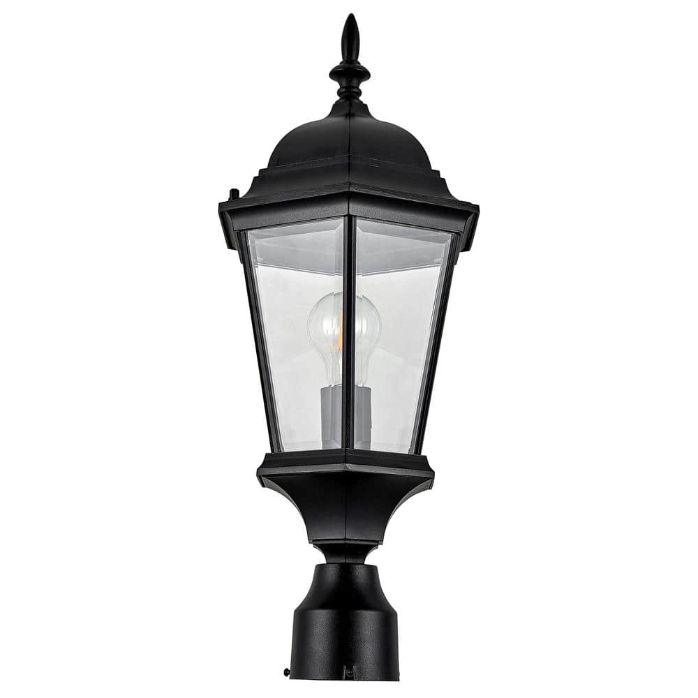 Oak Creek Black Aluminum Outdoor Light with Clear Glass Panels
