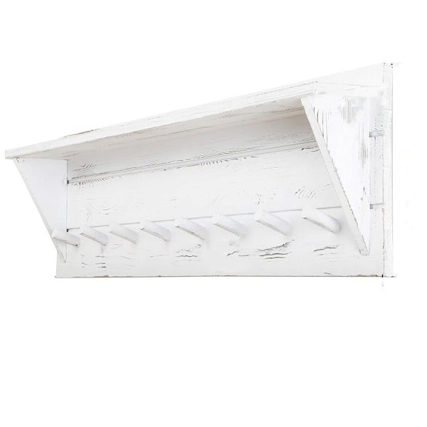 Cubilan 34 in. W x 4 in. D White Decorative Wall Shelf, Coat Rack Wall Mount with Shelf
