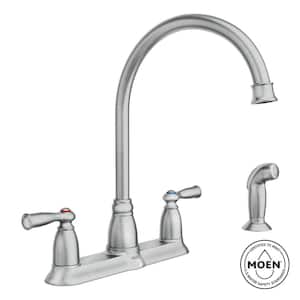 Banbury High-Arc Double Handle Standard Kitchen Faucet with Side Sprayer in Spot Resist Stainless