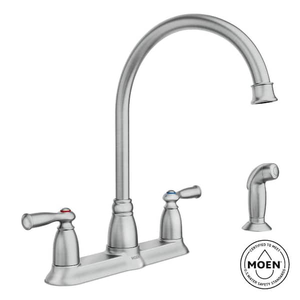 Banbury High-Arc Double Handle Standard Kitchen Faucet with Side Sprayer in Spot Resist Stainless