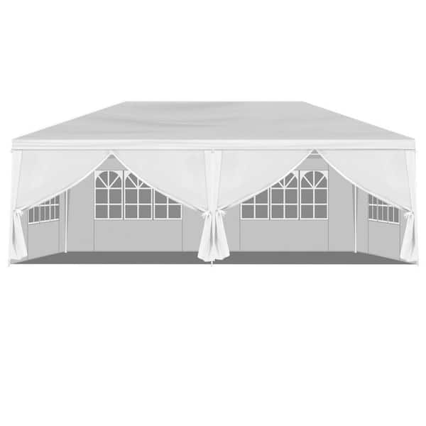 10 ft. x 20 ft. White Pop-Up Canopy with 6 Removable Sidewalls, Outdoor Use for Party, Wedding, Marketplace