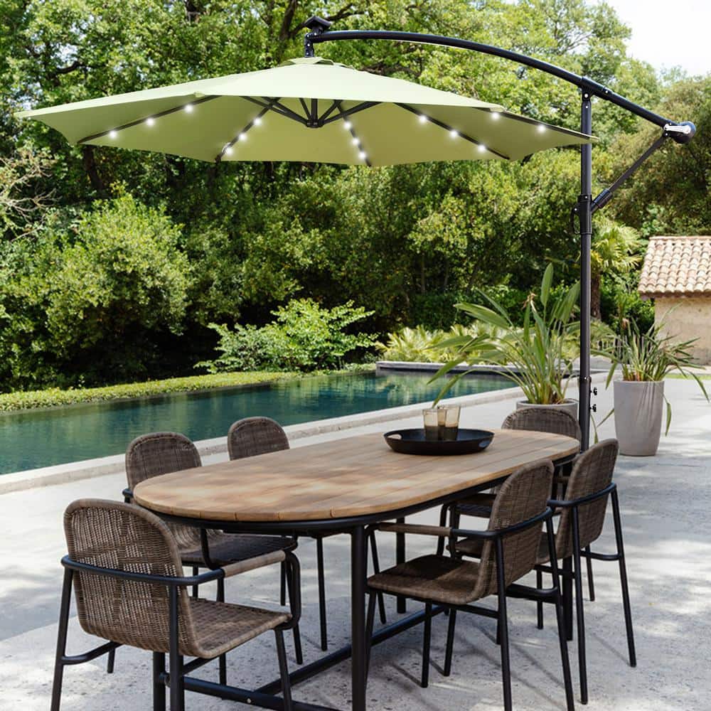 Tunearary 10 ft. Hanging Offset Cantilever Patio Market 8 Ribs Umbrella