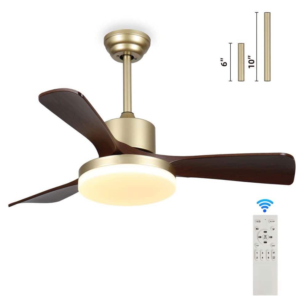 52 in. Smart Indoor Gold Solid Wood LED Ceiling Fan With Brown Blades and APP, Remote Control and Memory Function price history on PriceWatchPro